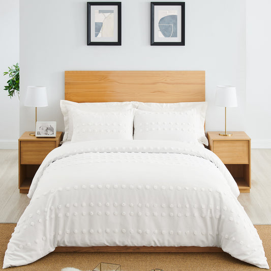 Boho Dot Ivory Collection Queen Duvet Cover Bedding Set