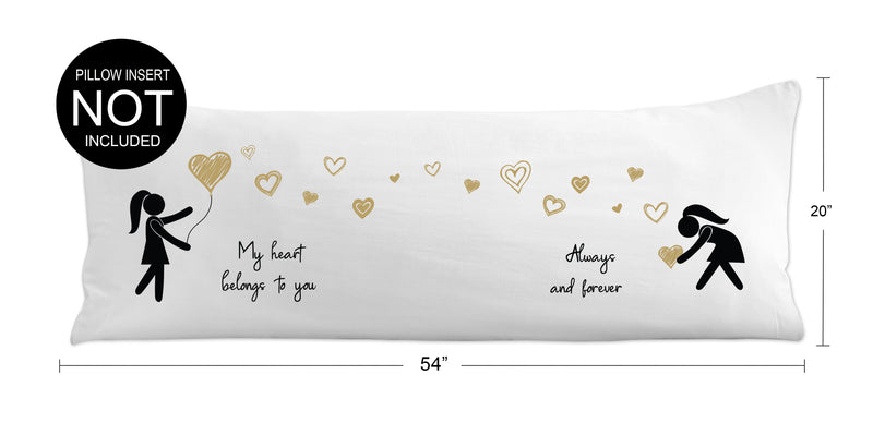 Hers and Hers Collection Full Length Body Pillow Cover