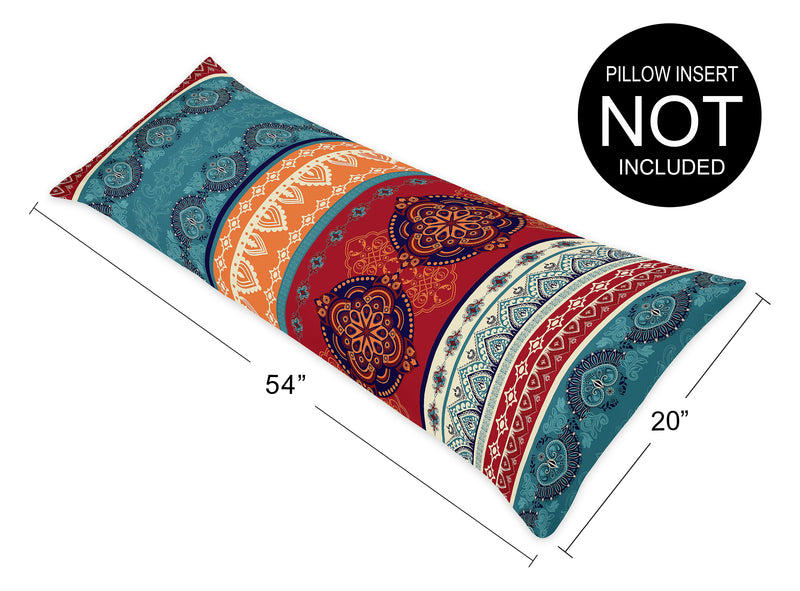Red Boho Collection Full Length Body Pillow Cover