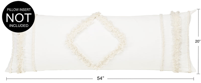 Diamond Tuft Ivory Collection Full Length Body Pillow Cover