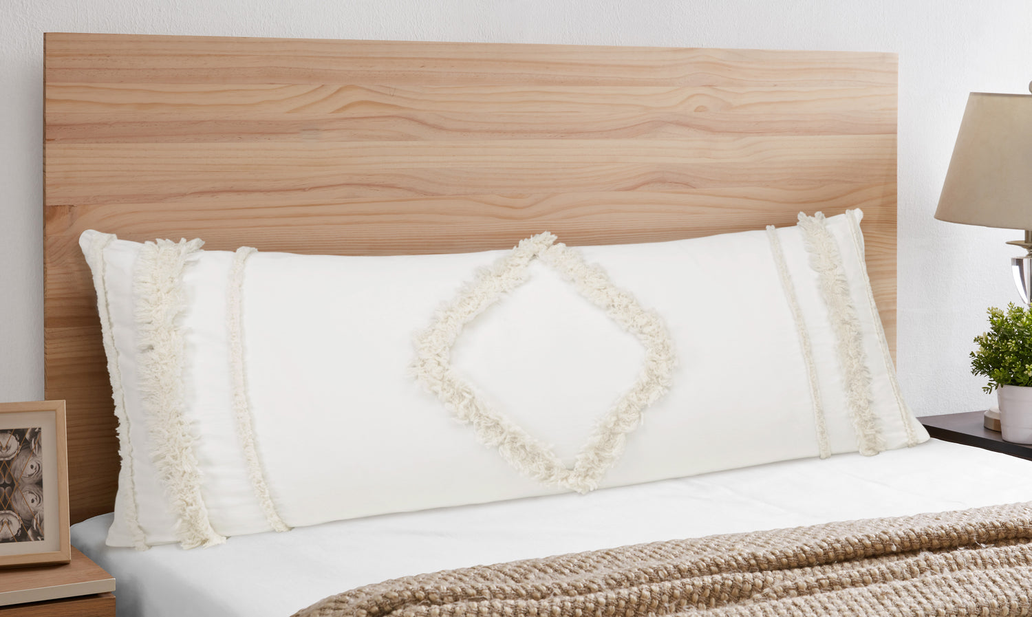 Diamond Tuft Ivory Collection Full Length Body Pillow Cover