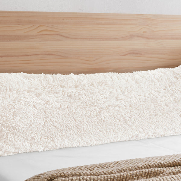 Boho Faux Fur Ivory Collection Full Length Body Pillow Cover