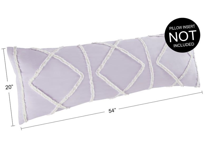 Boho Fringe Lavender Purple and Ivory Collection Full Length Body Pillow Cover
