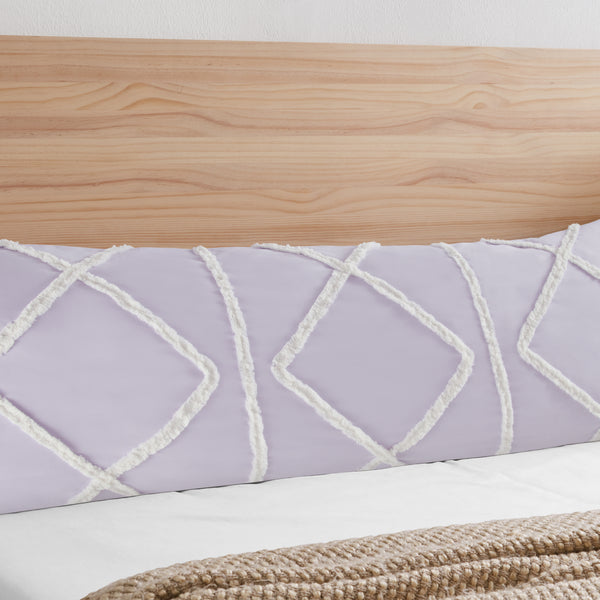 Boho Fringe Lavender Purple and Ivory Collection Full Length Body Pillow Cover