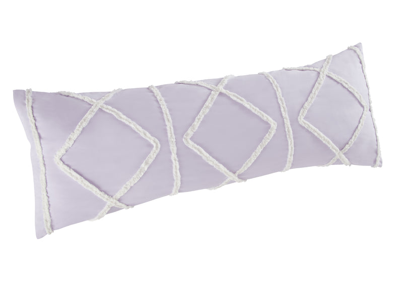 Boho Fringe Lavender Purple and Ivory Collection Full Length Body Pillow Cover