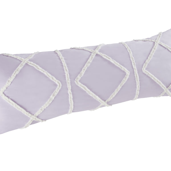 Boho Fringe Lavender Purple and Ivory Collection Full Length Body Pillow Cover alternate view