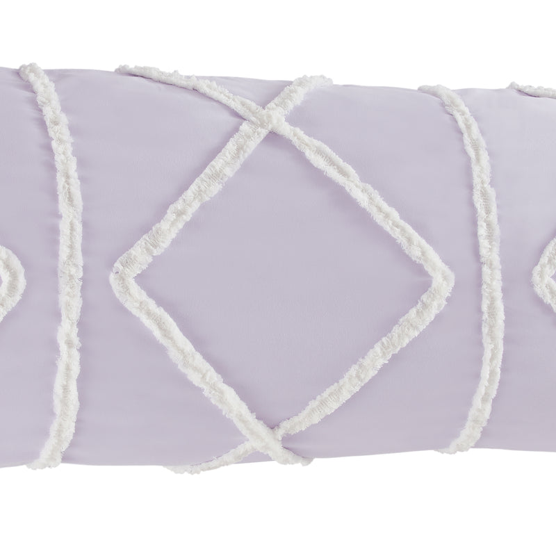 Boho Fringe Lavender Purple and Ivory Collection Full Length Body Pillow Cover