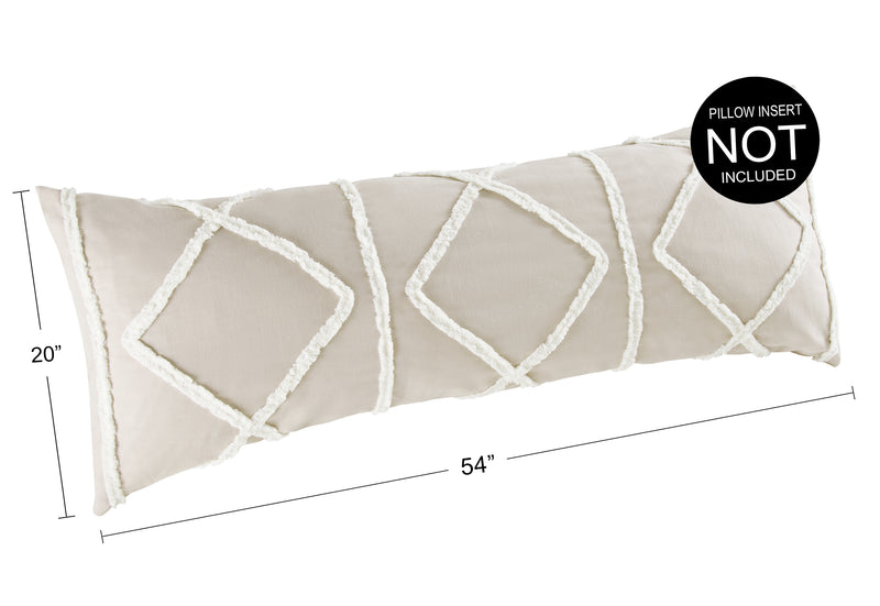 Boho Fringe Linen Collection Full Length Body Pillow Cover