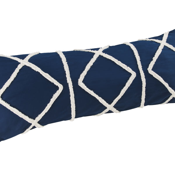 Boho Fringe Navy Blue and Ivory Collection Full Length Body Pillow Cover alternate view