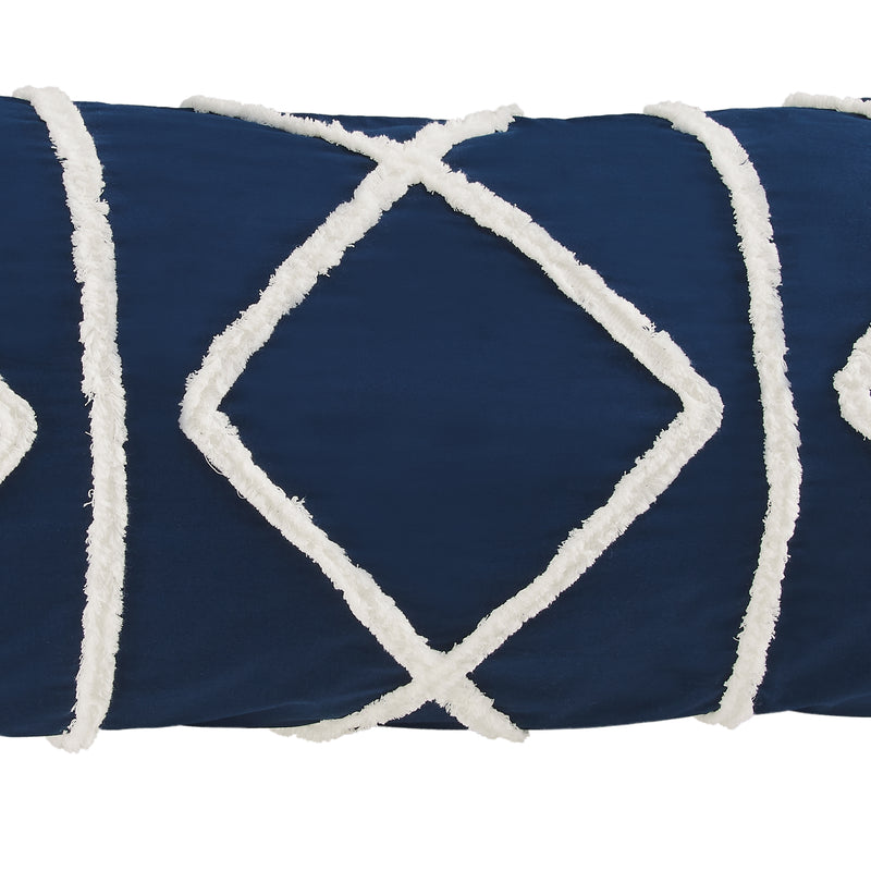 Boho Fringe Navy Blue and Ivory Collection Full Length Body Pillow Cover