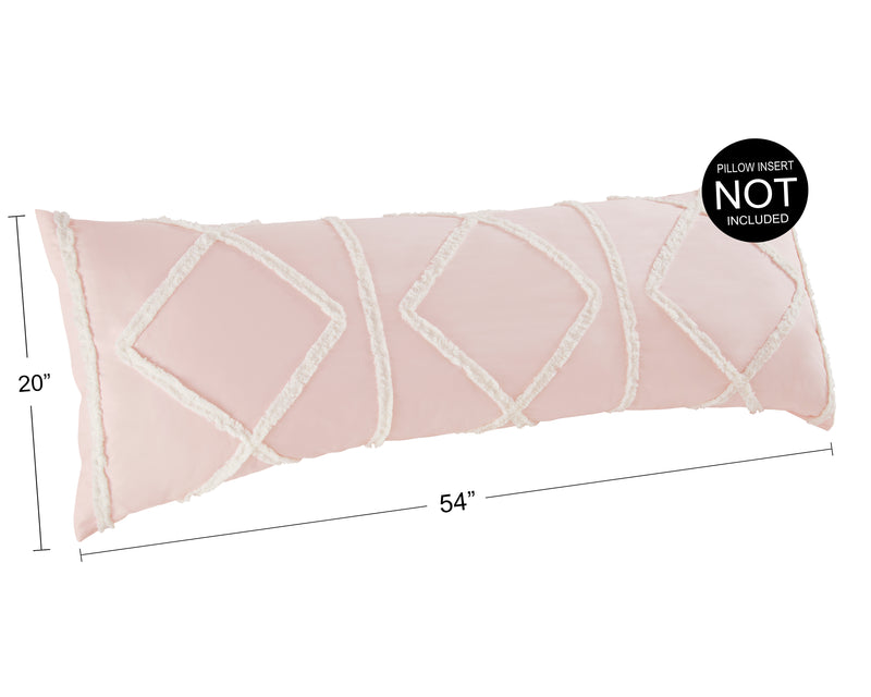 Boho Fringe Blush Pink and Ivory Collection Full Length Body Pillow Cover