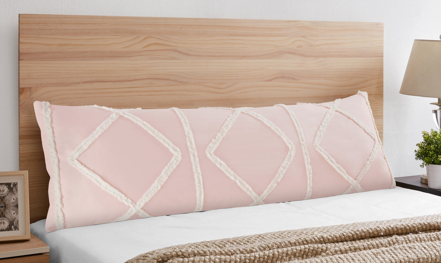 Boho Fringe Blush Pink and Ivory Collection Full Length Body Pillow Cover