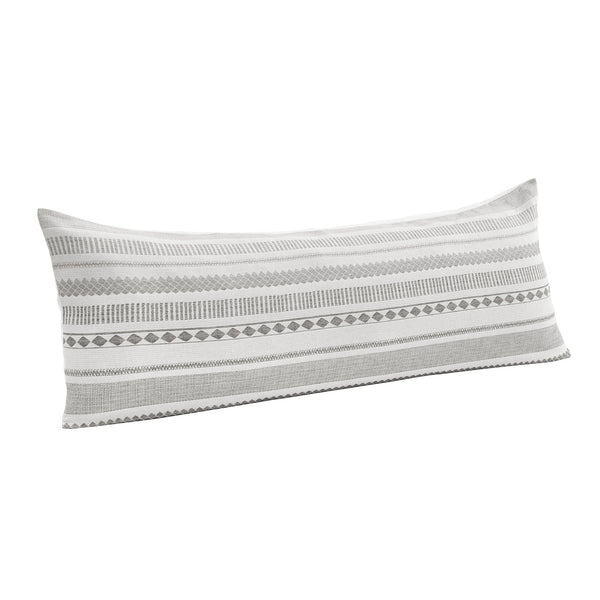 Grey Boho Tribal Jacquard Collection Horizontal Stripes Full Length Body Pillow Cover alternate view
