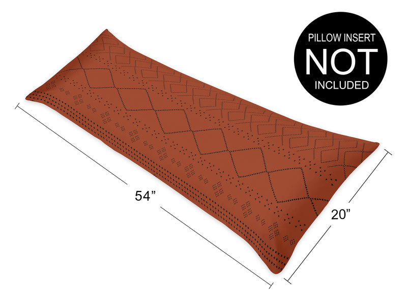Boho Tribal Orange and Black Collection Full Length Body Pillow Cover