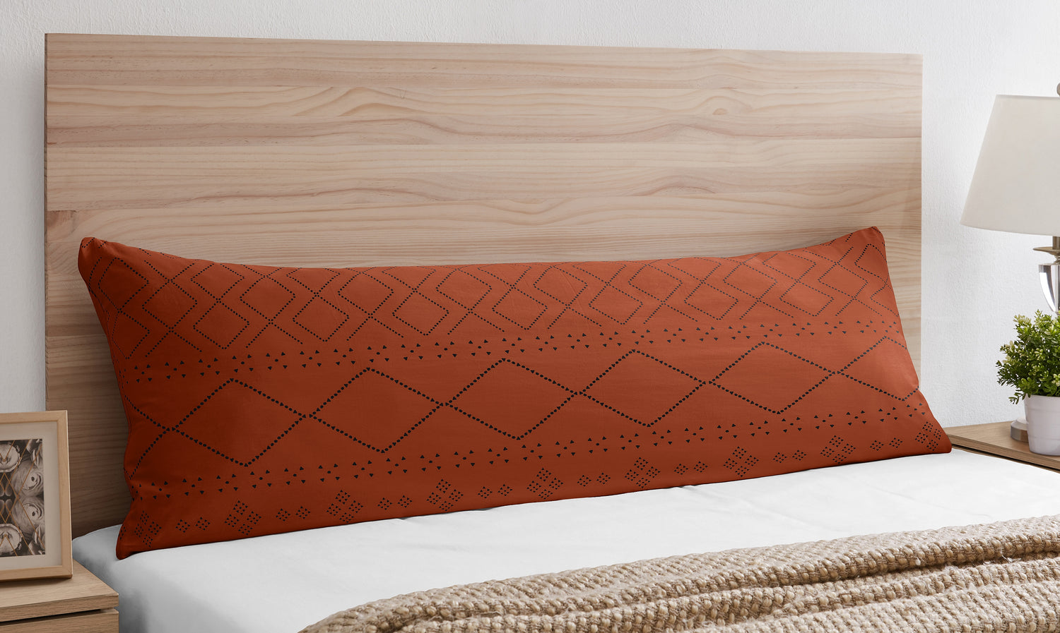 Boho Tribal Orange and Black Collection Full Length Body Pillow Cover