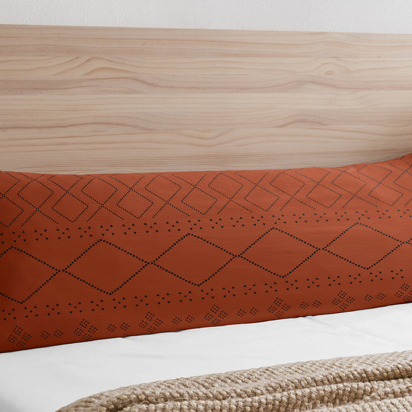 Boho Tribal Orange and Black Collection Full Length Body Pillow Cover