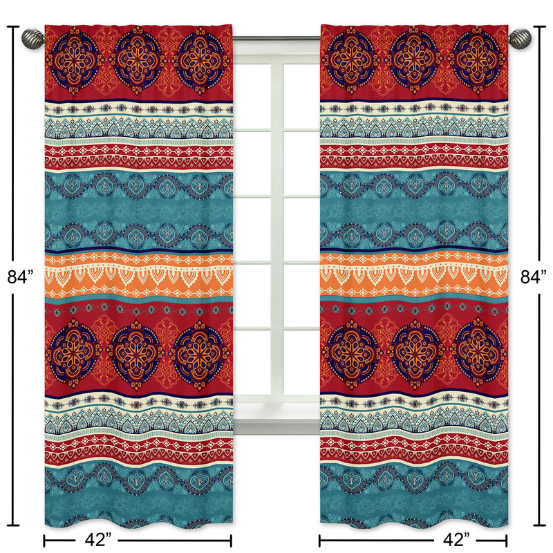 Red Boho Collection Window Panels - Set of 2