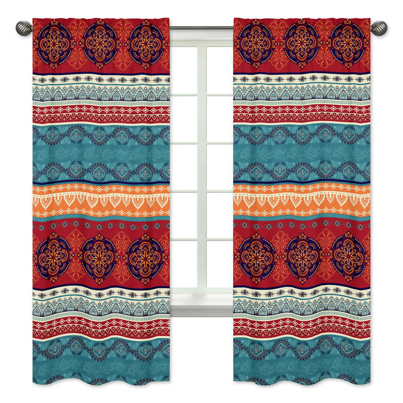 Red Boho Collection Window Panels - Set of 2