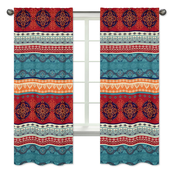 Red Boho Collection Window Panels - Set of 2 alternate view