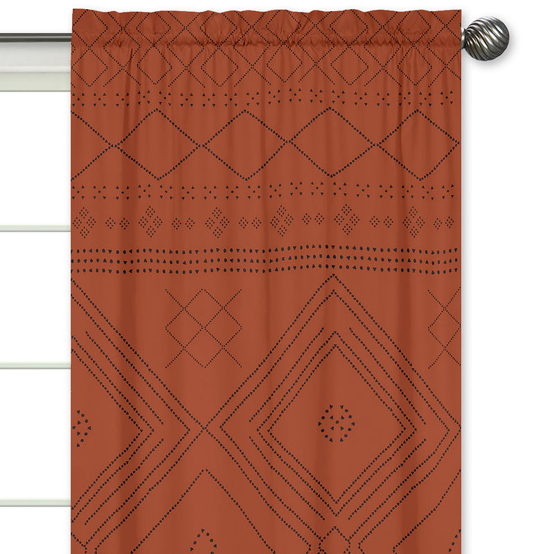 Boho Tribal Orange and Black Collection Window Panels - Set of 2