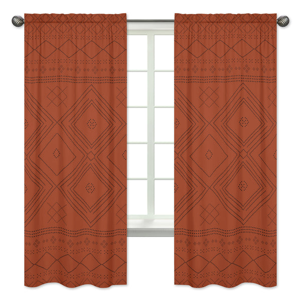 Boho Tribal Orange and Black Collection Window Panels - Set of 2 alternate view