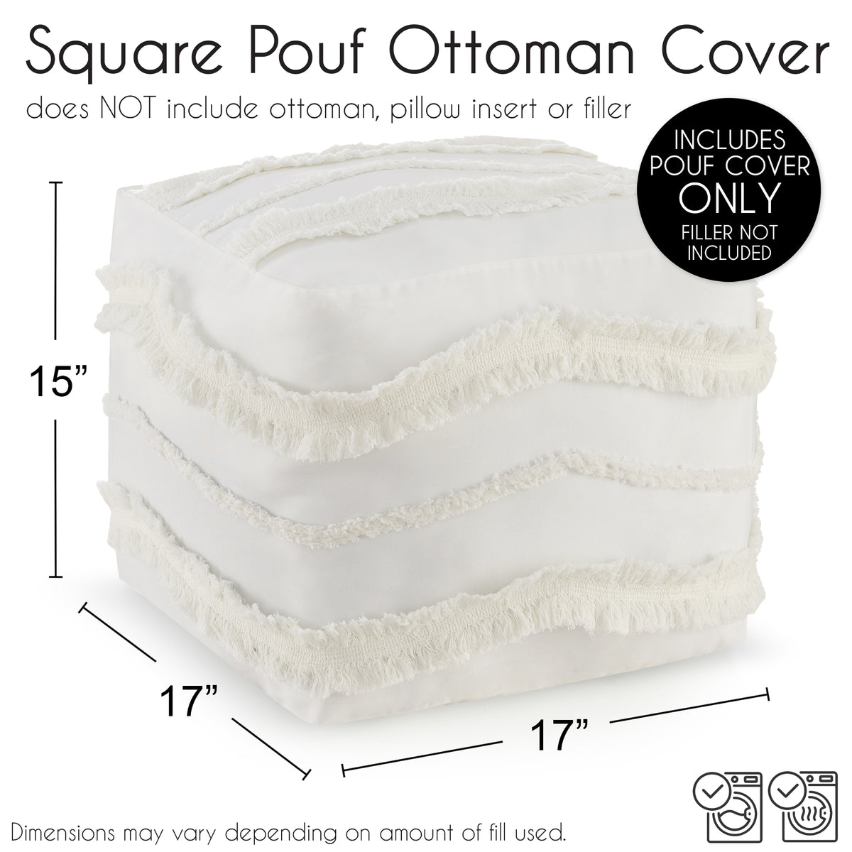 Boho Fringe Collection Ottoman Pouf Cover