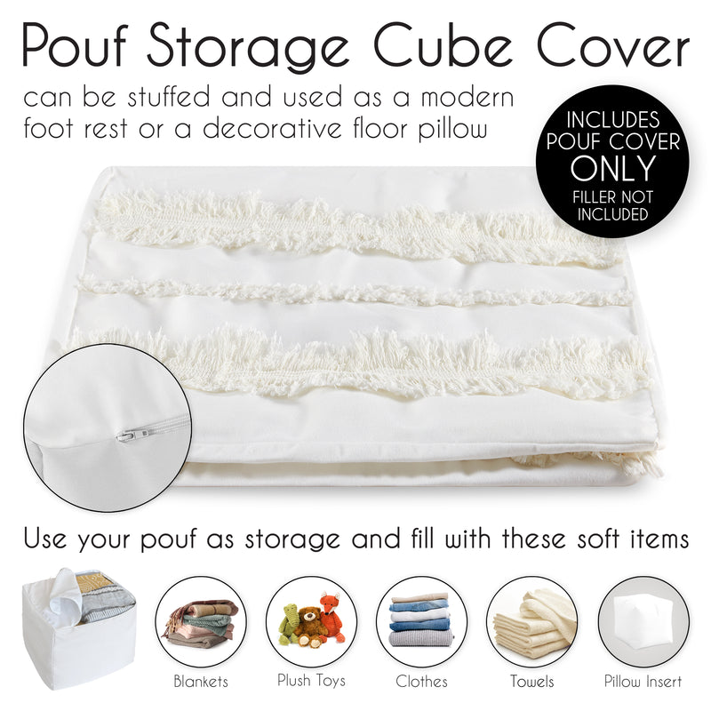 Boho Fringe Collection Ottoman Pouf Cover