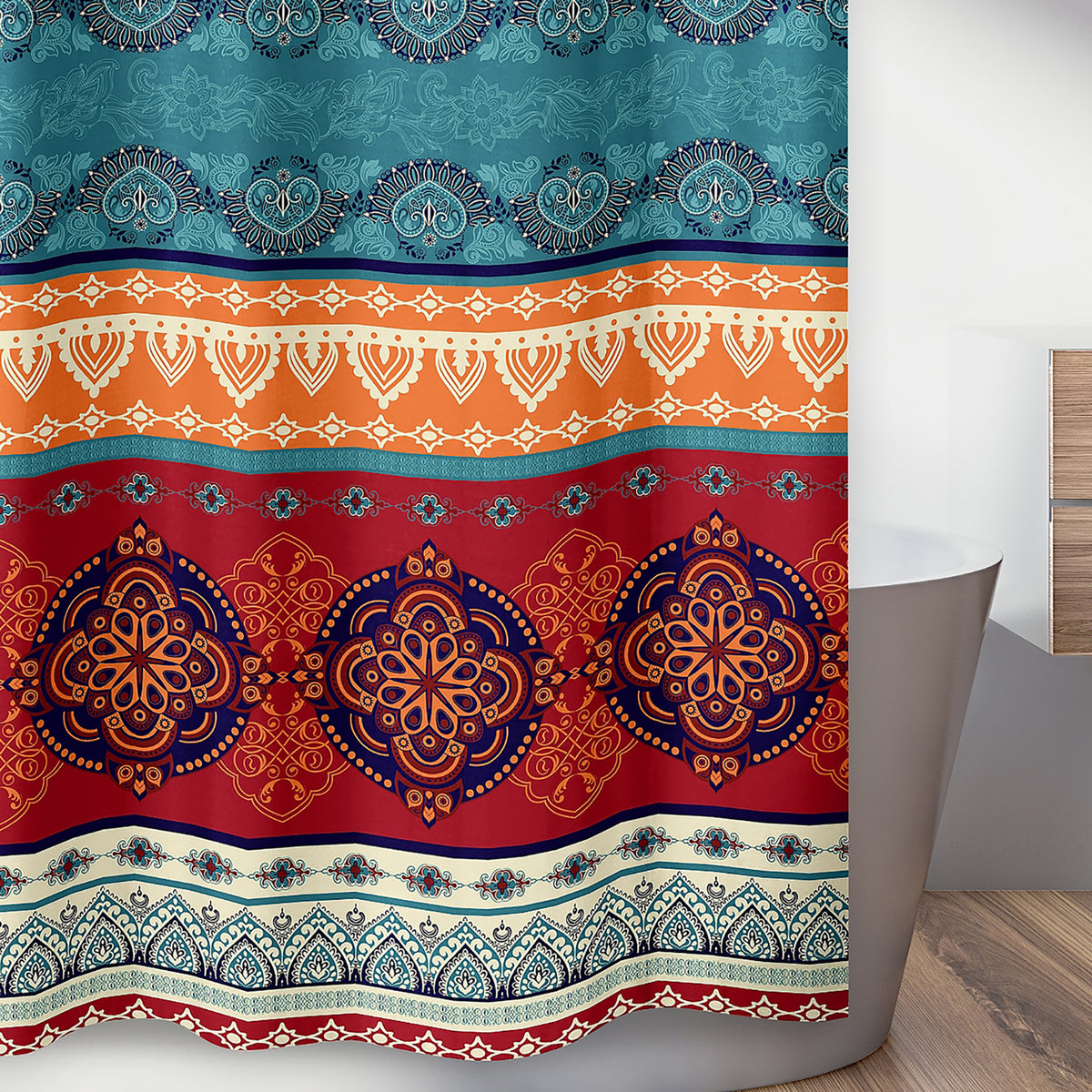 Red Boho Collection Shower Curtain