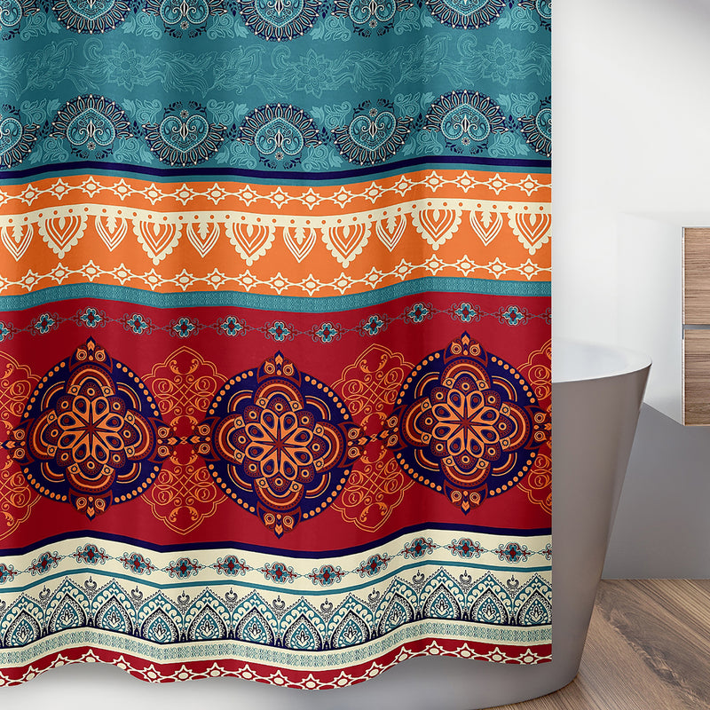 Red Boho Collection Shower Curtain