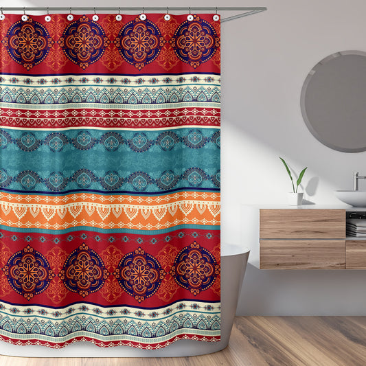 Red Boho Collection Shower Curtain