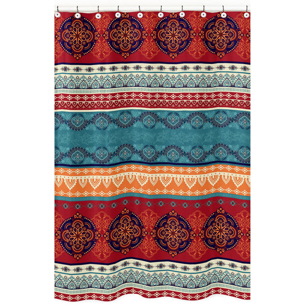 Red Boho Collection Shower Curtain