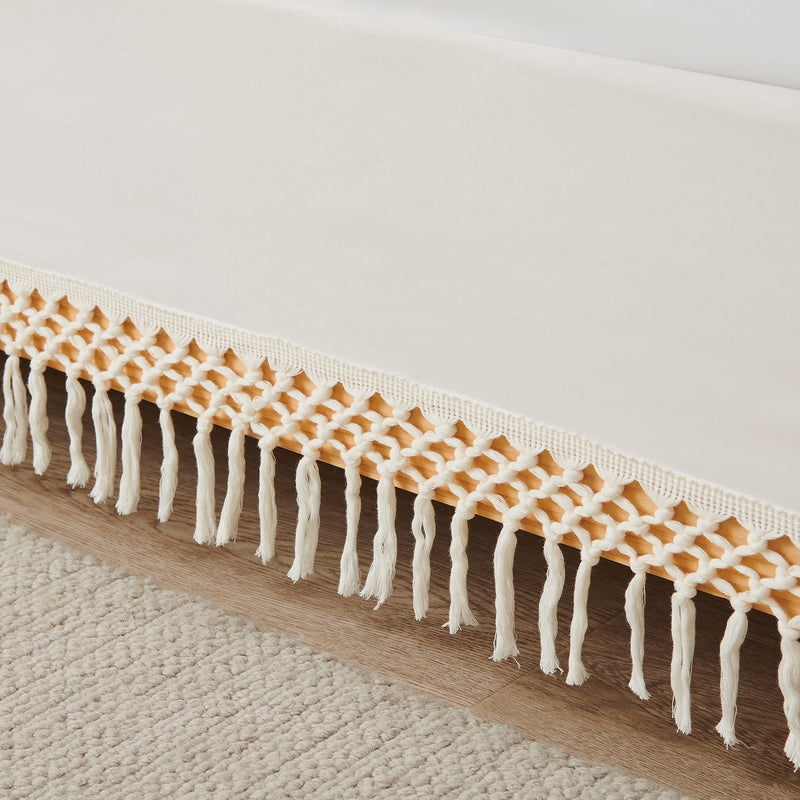 Boho Fringe Collection Tufted Tassel Queen Bed Skirt