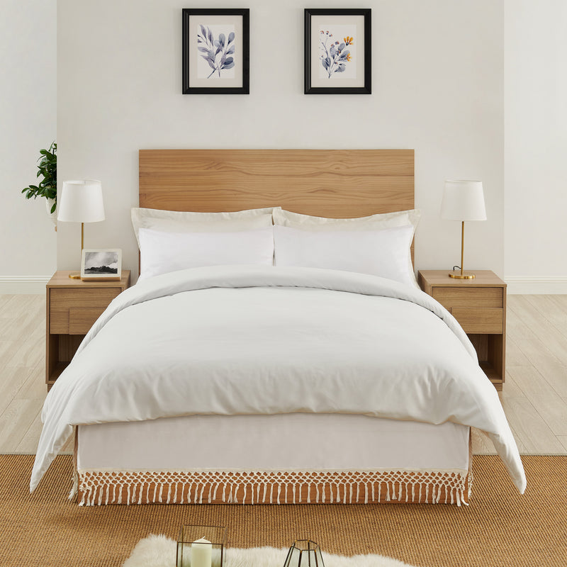 Boho Fringe Collection Tufted Tassel Queen Bed Skirt