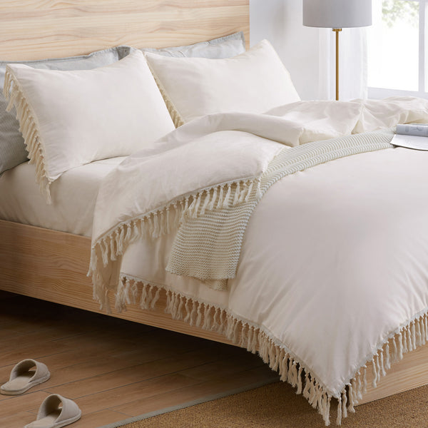 Boho Fringe Collection Queen Duvet Cover Bedding Set