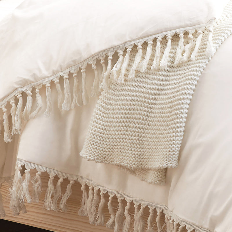 Boho Fringe Collection Queen Duvet Cover Bedding Set